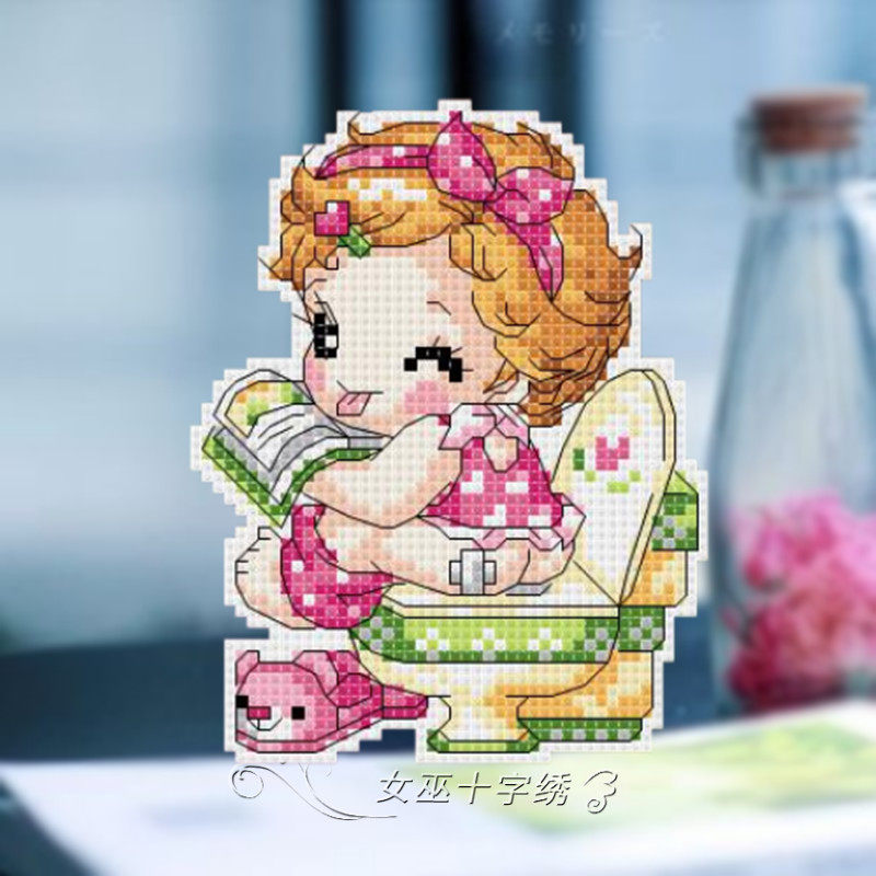 女巫十字绣 正品dmc线 卡通冰箱贴 简单手工礼物磁铁 便便女生