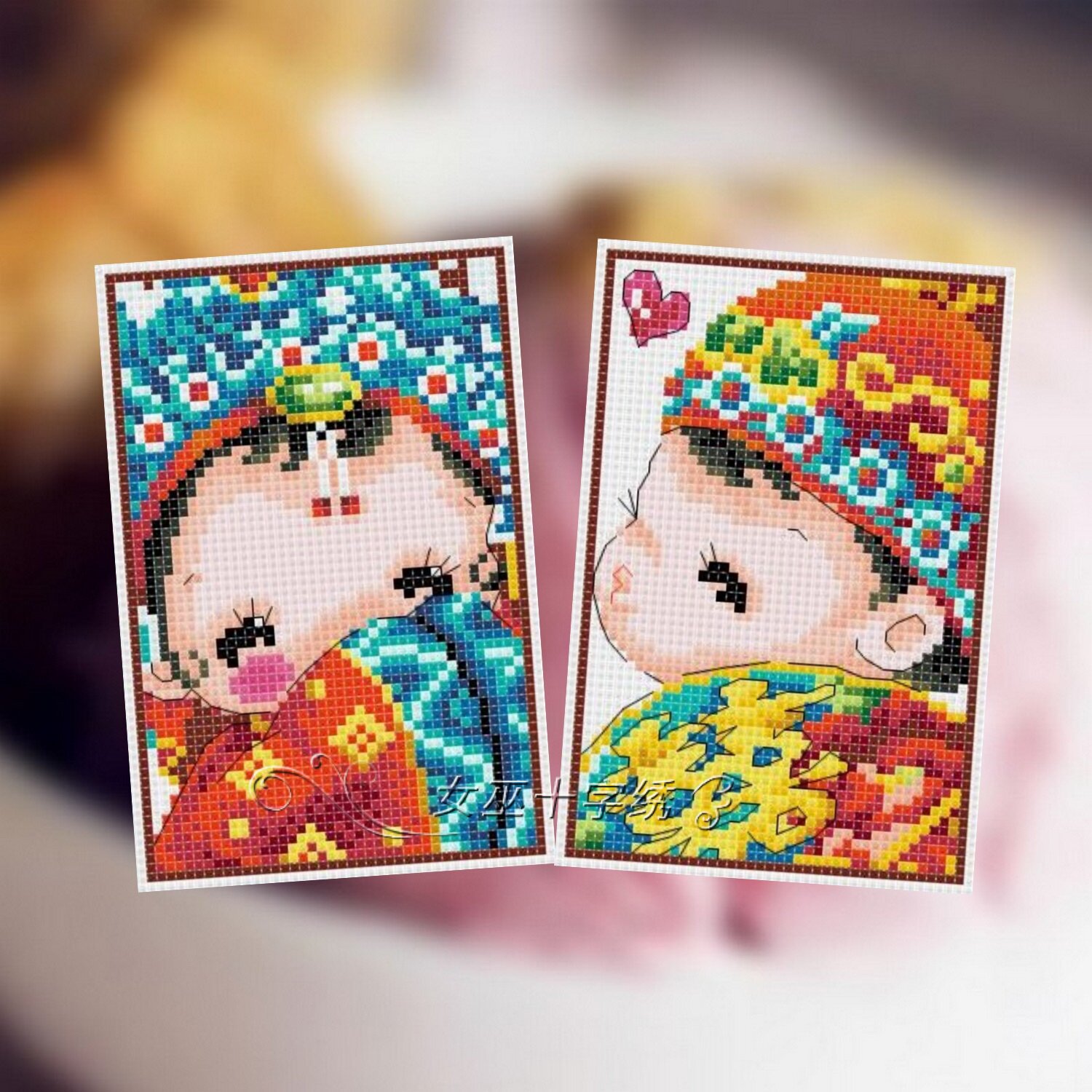 女巫十字绣卡套DMC绣线手工礼物交通卡套件婚礼凤冠霞披送护角