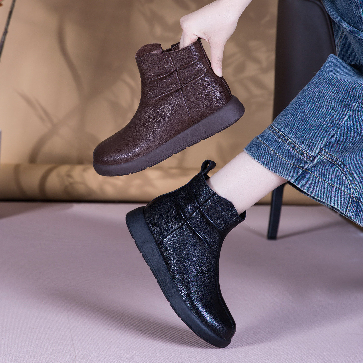 靴子短靴2025新款真皮马丁靴女士软底女鞋休闲女款秋冬季防滑平底