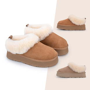 桑坡雪地靴厚底塔茨勒雪地靴羊皮毛一体一脚蹬低帮毛毛鞋保暖棉鞋