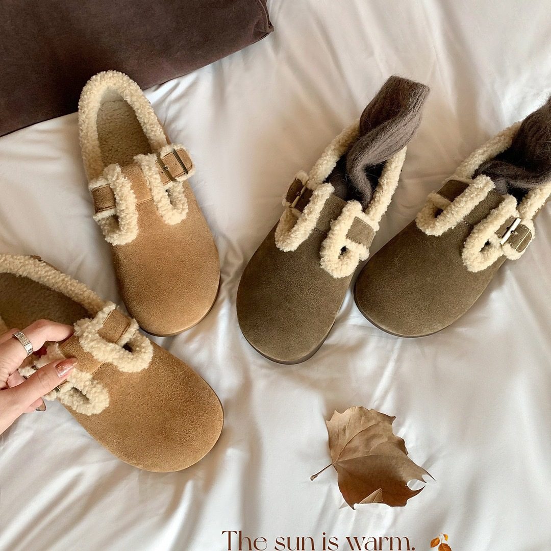 全牛皮纤源旺行走小棉袄加绒扣带保暖羊羔毛毛勃肯鞋女真皮乐福鞋,女鞋,棉鞋,淘宝优惠券,粉丝福利购,淘宝优惠卷