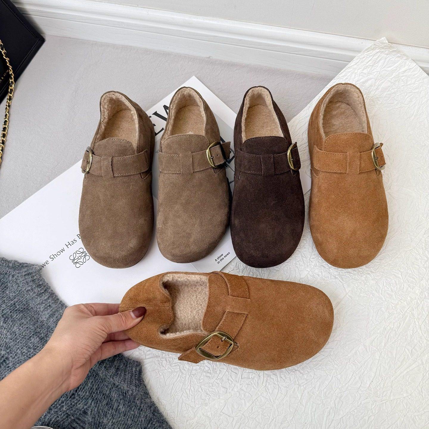 加绒真皮全包勃肯鞋女冬2025新款一脚蹬厚底雪地靴保暖毛毛单鞋棉,女鞋,勃肯鞋/软木鞋,淘宝优惠券,粉丝福利购,淘宝优惠卷