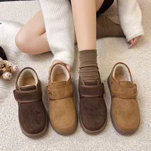 2025秋冬季鞋子魔术贴加绒加厚博肯鞋跨境魔术贴百搭防滑保暖棉靴