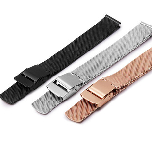 金属表带钢带12/14/18/20mm男女款手表通用配件米兰表链编织网带