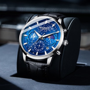 迪士尼梵高星空手表男款2025新款夜光防水瑞士男士学生石英表机械