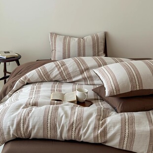 克拉玛依夜 60支提花轻奢风纯棉四件套全棉被套床单床笠4件套