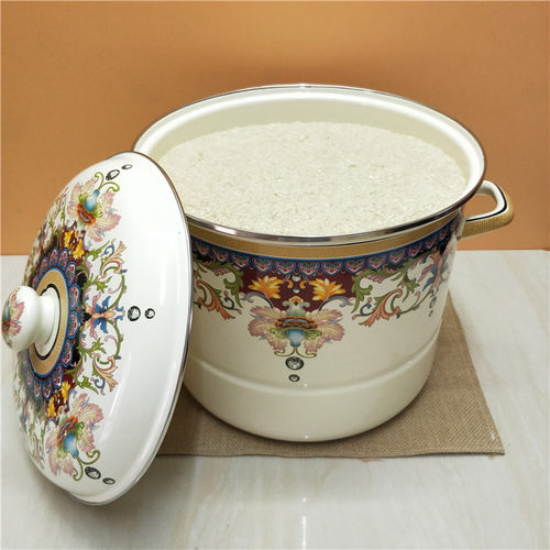 大红花18l加高汤锅米可珐琅搪瓷