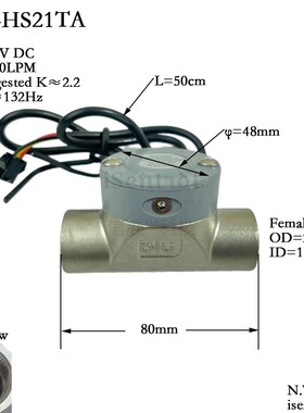 4分-2寸不锈钢304水流量计传感器DJ-HSTA耐80度温陶瓷轴弱酸减污