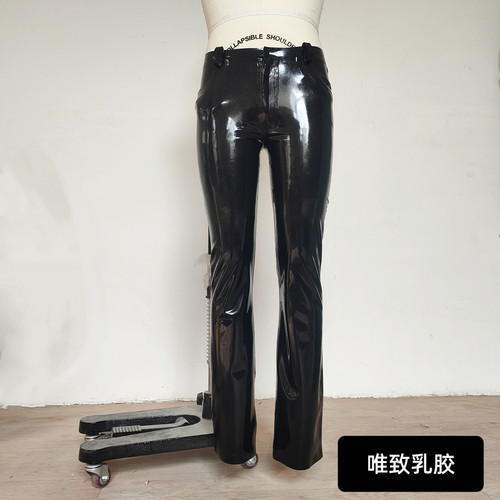 Latex trousers 纯天然乳胶衣男士裤长裤子修身直筒显腿长黑色