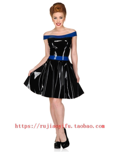 纯天然乳胶衣女装连衣裙子一字肩短裙修身活泼拼色多色定做定制