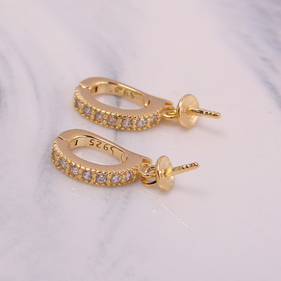 女S925纯银气质珍珠配件DIY空托