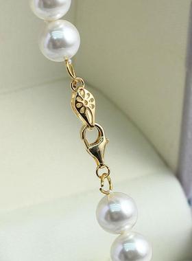 DIY珍珠配件新款S925纯银光面清新小叶片项链扣时尚简约百搭