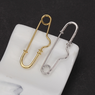 S925纯银diy胸针扣配饰别针 加羊眼钉珍珠项链吊坠头 毛衣扣针