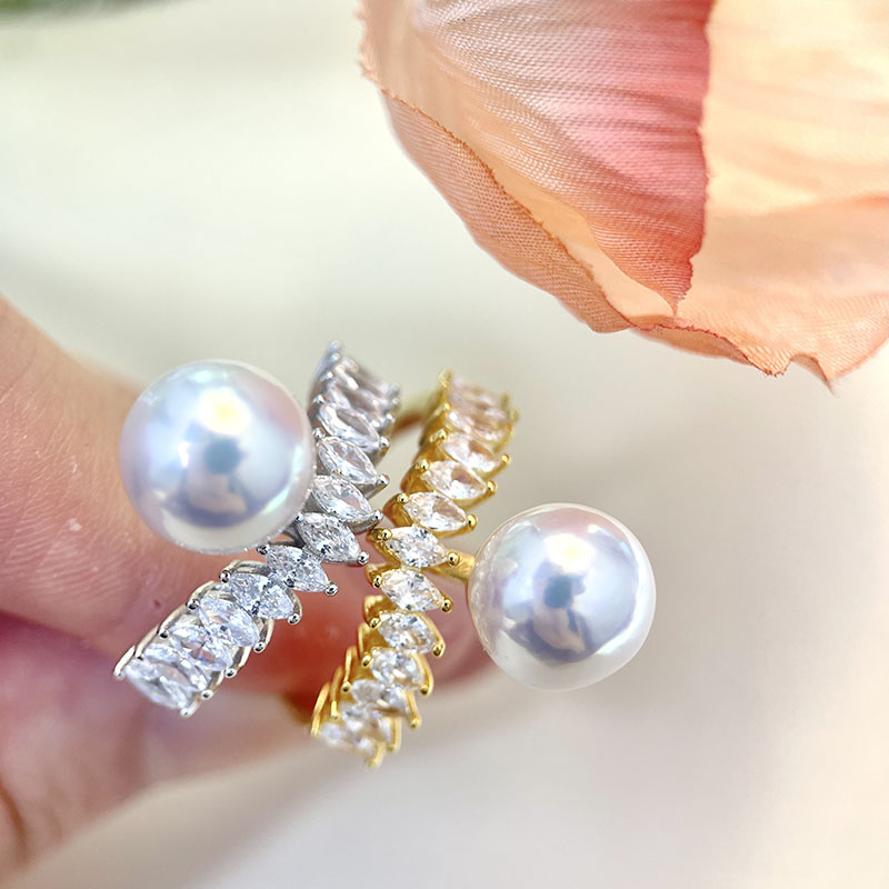 S925纯银时尚百搭珍珠戒指空托