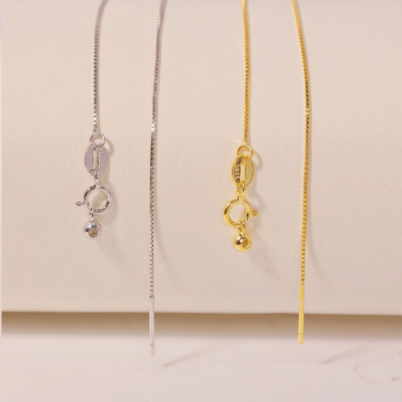 DIY珍珠配件 S925纯银盒仔链针式项链万能链项链时尚女可调节配饰,饰品/流行首饰/时尚饰品新,链条,淘宝优惠券,粉丝福利购,淘宝优惠卷