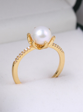 女铜镀金珍珠配件diy空托