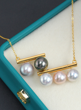 单珠连接平衡木珍珠项链