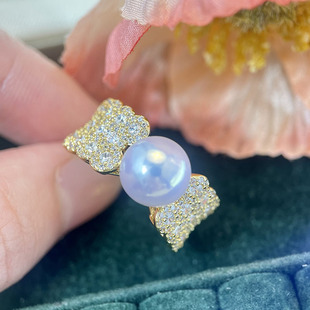 DIY珍珠配件 新款铜镀注金繁星系列珍珠戒指空托轻奢个性指环女