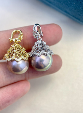 S925纯银高级感精工款式珍珠吊坠