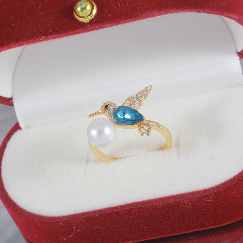 铜镀18K金精致小鸟戒指空托