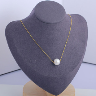 DIY珍珠配件新款S925纯银十字链条简约设计吊坠空托锁骨链带针