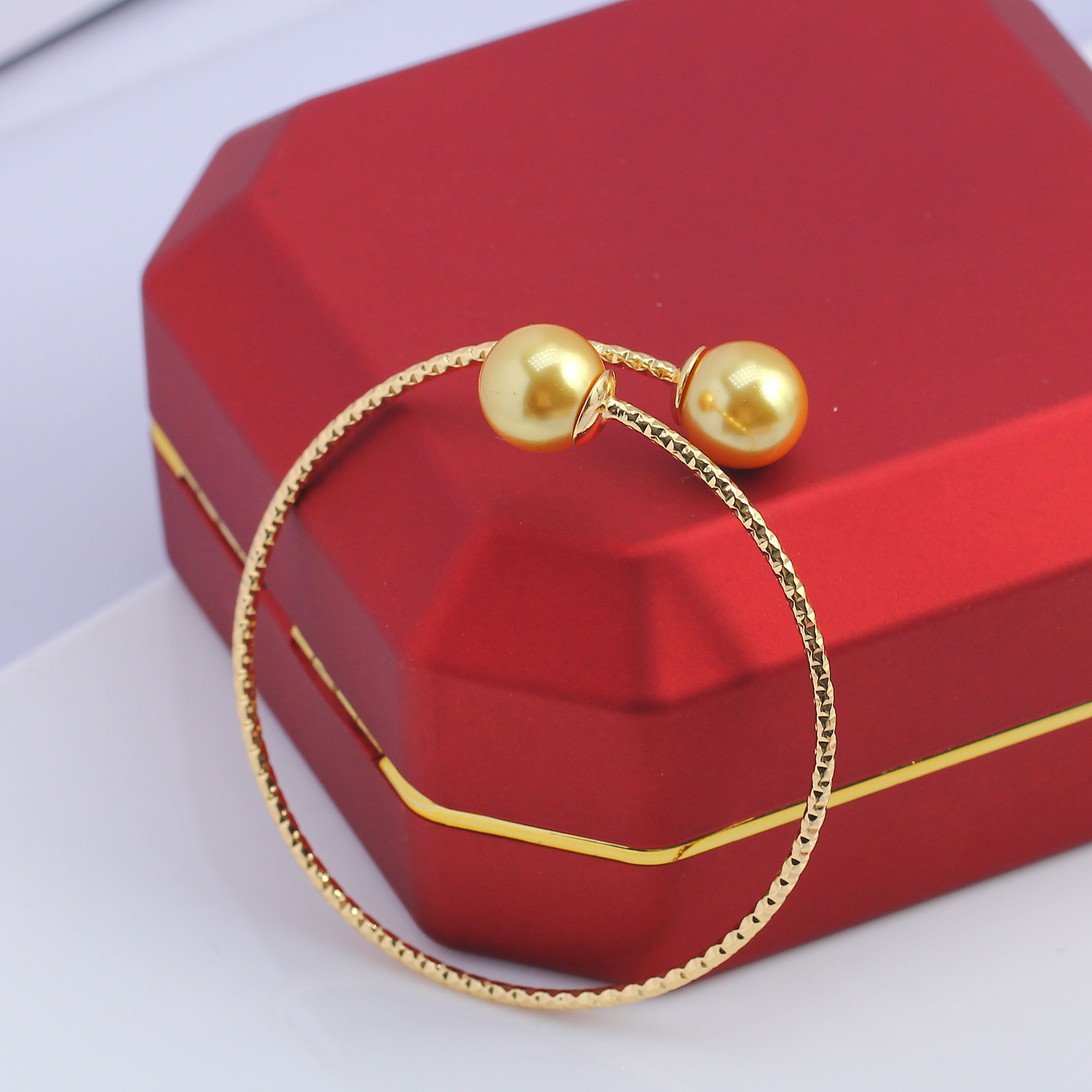 DIY珍珠配件新款铜镀金简约极细气质麻花绳手镯空托通勤百搭