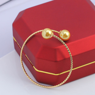 DIY珍珠配件新款铜镀金简约极细气质麻花绳手镯空托通勤百搭