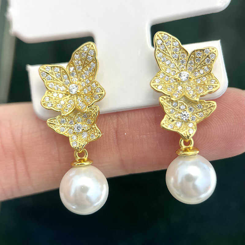 分色叶子DIY耳坠S925纯银时尚