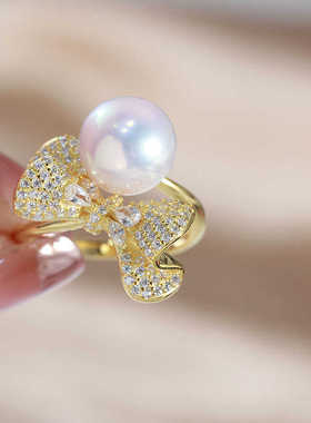 镶钻精致珍珠配件S925纯银甜美