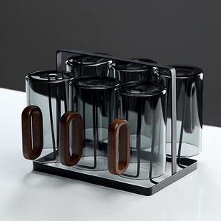 高硼硅玻璃茶杯耐高温实木把手水杯防烫简约家用水杯办公室泡茶杯