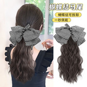 假发女蝴蝶结低马尾自然蓬松可扎高中卷发仿真水波纹马尾 严选