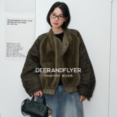 双面多穿冬款 鹿与飞鸟 焦糖邦尼 毛毛翻领绗棉派克棉服外套7013