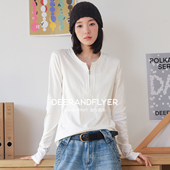 鹿与飞鸟「百搭主义」四季 半拉链亨利领正肩显瘦基础T恤7356 款