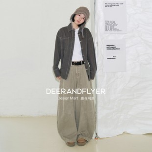 裤 鹿与飞鸟 复古结构线两色廓形工装 水洗纯棉美式 7103 解构风格