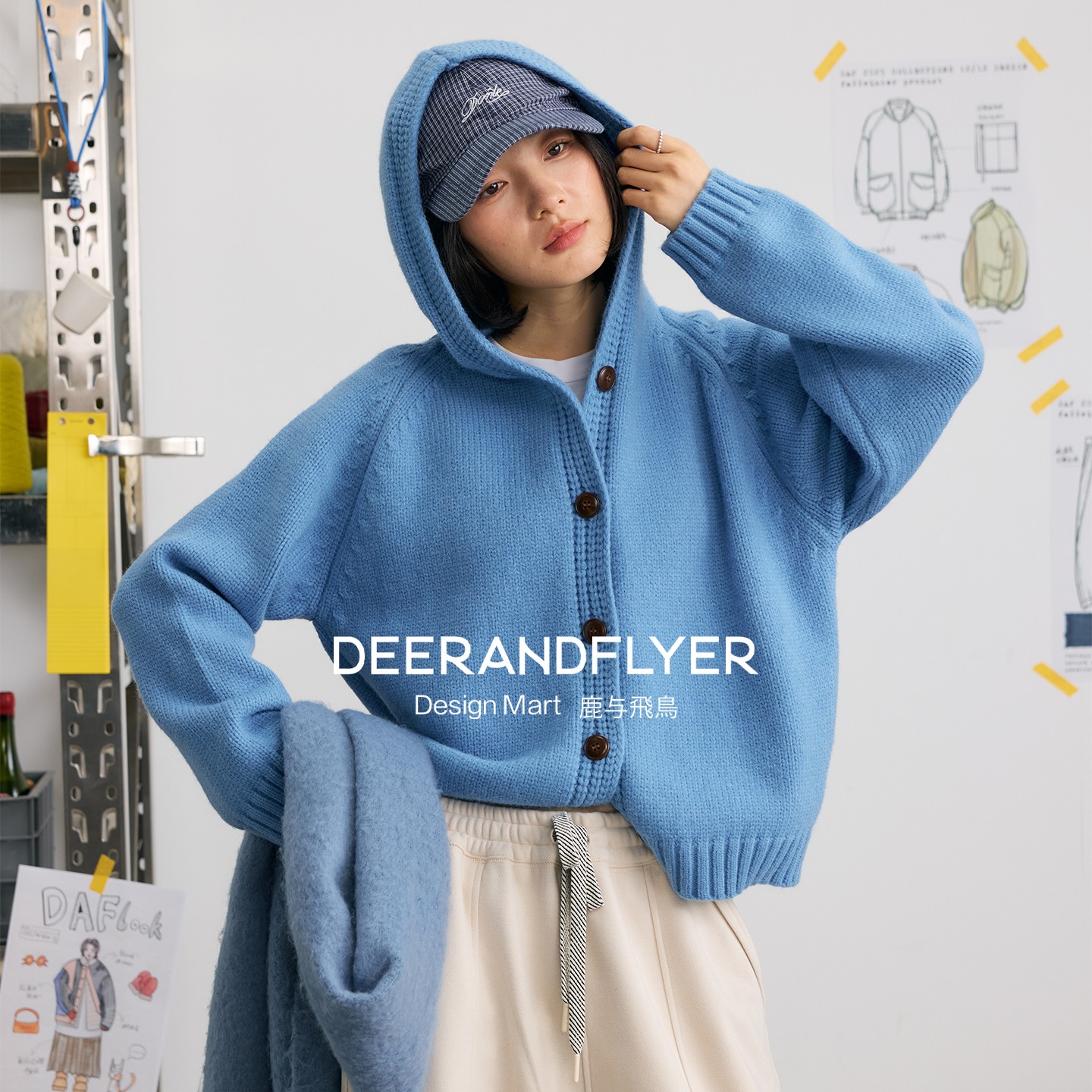 保暖亲肤慵懒连帽针织毛衣开衫