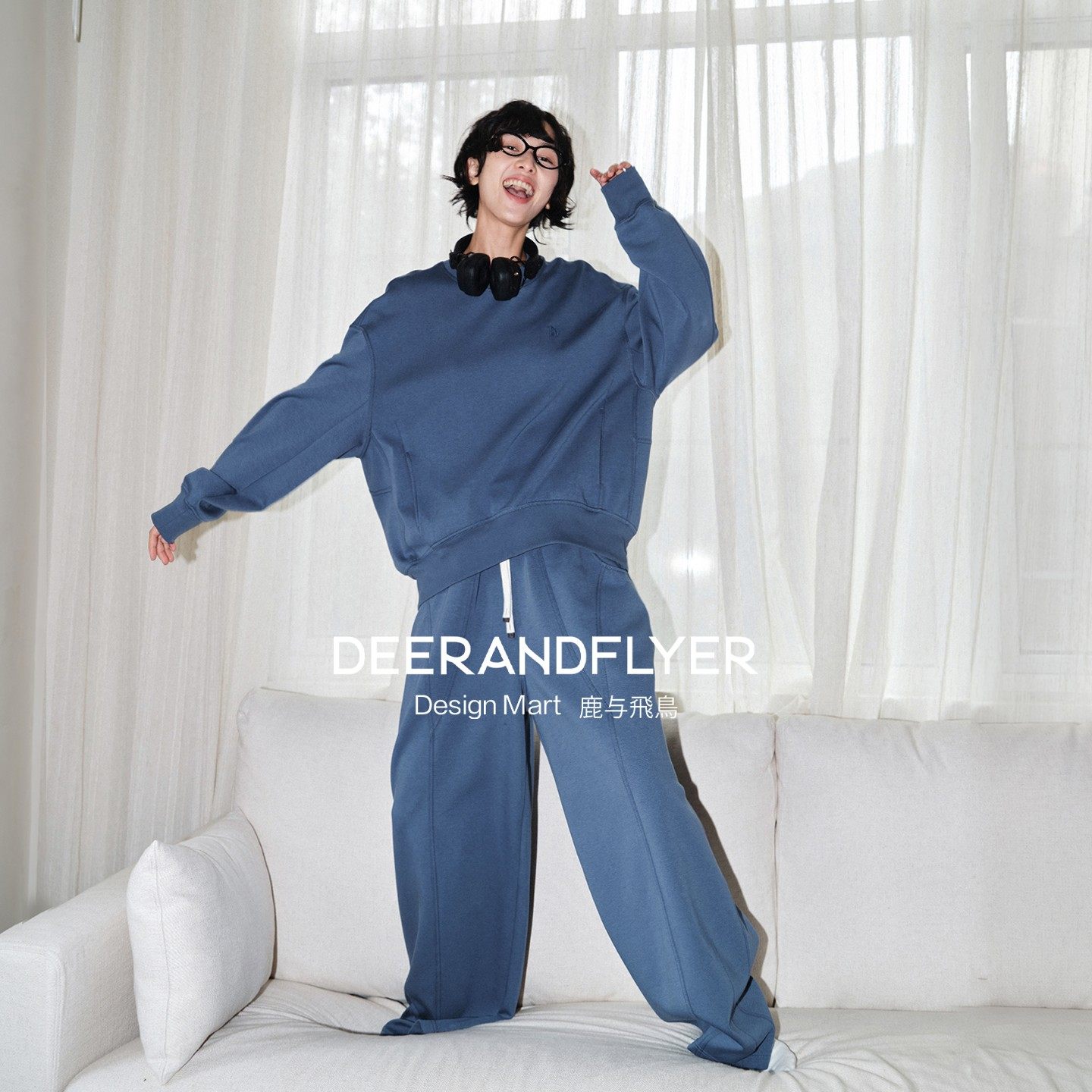 棉柔莱赛尔两色卫衣阔腿裤套装