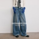 鹿与飞鸟“比例期刊”保暖棉质内抓绒显瘦复古两色直筒牛仔裤7167