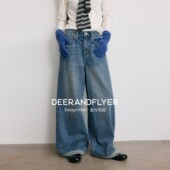 保暖棉质内抓绒显瘦复古两色直筒牛仔裤 鹿与飞鸟 比例期刊 7167