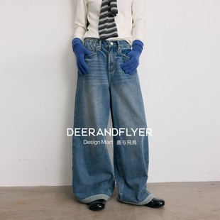 7167 保暖棉质内抓绒显瘦复古两色直筒牛仔裤 鹿与飞鸟 比例期刊