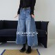 7363 风显瘦八分阔腿牛仔裤 鹿与飞鸟「八分酷盖裤 」baggy中性工装