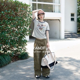 两色T恤6901 撞色字母印花正肩圆领休闲短袖 鹿与飞鸟 沸色人生