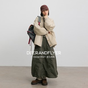 显瘦A字两色工装 内复合摇粒绒 半身裙7211 反转街头 鹿与飞鸟