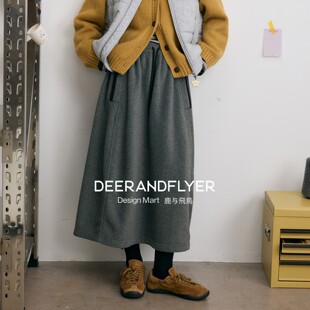 保暖半身裙7068 双面摇粒绒深花灰宽松A版 鹿与飞鸟 暖日绘步