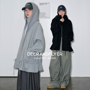 180g奥粒绒 oversize两色抽绳卫衣外套7086 慵懒伸展 鹿与飞鸟