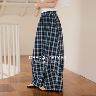 6842 舒适耐穿日系立体显瘦格子阔腿休闲裤 鹿与飞鸟 香颂格律