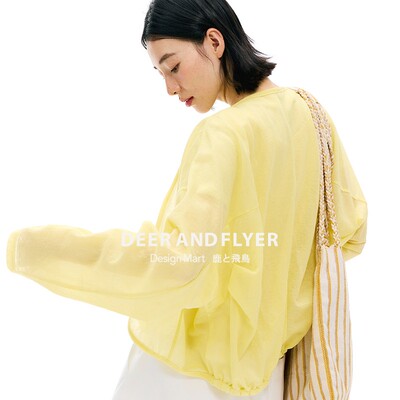 鹿与飞鸟“元氧轻透”空气感牛津麻蝙蝠袖四色罩衫外套6613