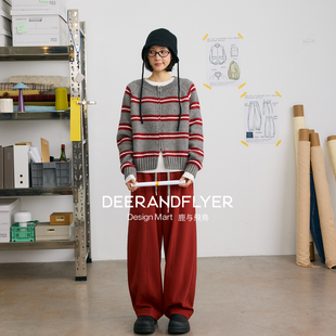 鹿与飞鸟含莱赛尔&绵羊毛微弯刀形三色休闲卫裤 两色毛衣针织开衫