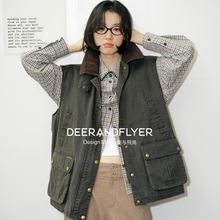 翻领复古绿牛仔羽绒马甲7009 53.7g90白鸭绒 鹿与飞鸟 挪威森林