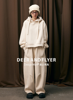 鹿与飞鸟多色双款加绒中空纱卫衣卫裤套装6452/6453