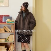 鹿与飞鸟 浓醇可可 内里仿毛100g绗棉两色立领保暖夹克棉服7280